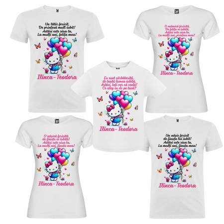 Set de 5 tricouri personalizate pentru nasi, parinti si copil Hello Kitty [1]