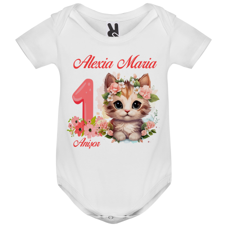 Set de 5 tricouri personalizate pentru nasi, parinti si copil Pisica Flori Roz [2]