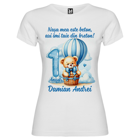 Set de 5 tricouri personalizate pentru nasi, parinti si copil Ursulet Balon [6]