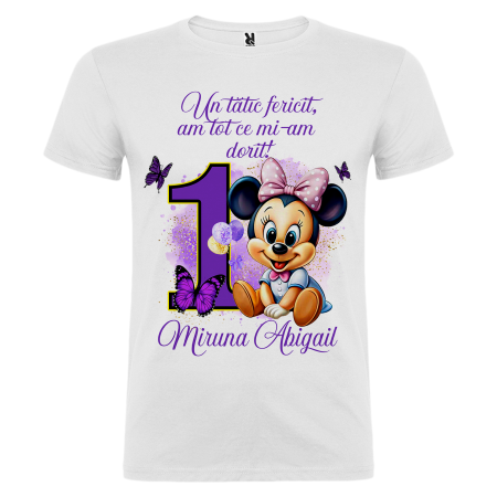 Set de 5 tricouri personalizate pentru nasi, parinti si copil Baby Minnie Mov [5]