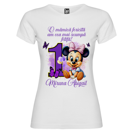 Set de 5 tricouri personalizate pentru nasi, parinti si copil Baby Minnie Mov [4]