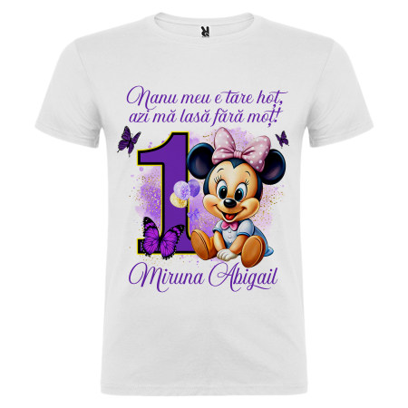 Set de 5 tricouri personalizate pentru nasi, parinti si copil Baby Minnie Mov [7]