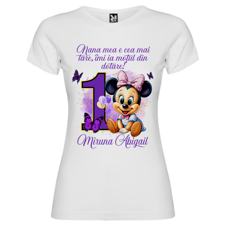 Set de 5 tricouri personalizate pentru nasi, parinti si copil Baby Minnie Mov [6]