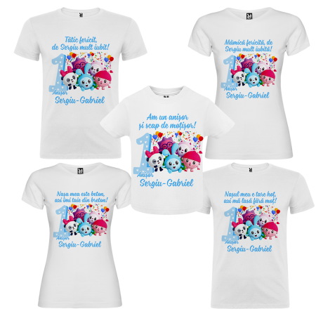 Set de 5 tricouri personalizate pentru nasi, parinti si copil  Baby Riki [1]