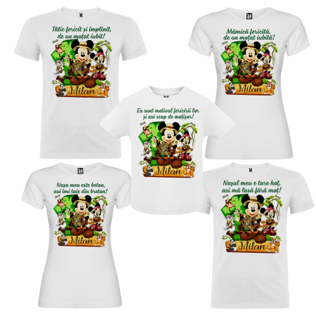 Set de 5 tricouri personalizate pentru nasi, parinti si copil Personaje Mickey jungla Safari [1]