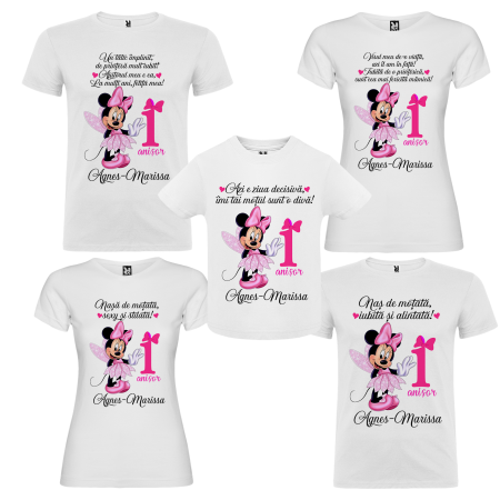 Set de 5 tricouri personalizate pentru nasi, parinti si copil Minnie Zana [1]