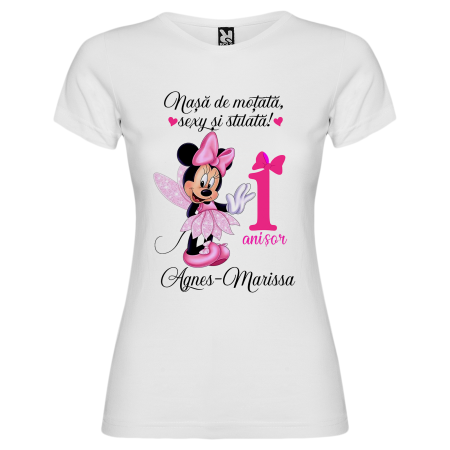 Set de 5 tricouri personalizate pentru nasi, parinti si copil Minnie Zana [6]