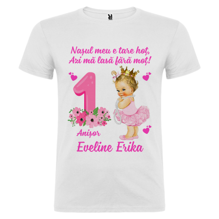 Set de 5 tricouri personalizate pentru nasi, parinti si copil cu Bebe Printesa [7]