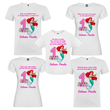 Set de 5 tricouri personalizate pentru nasi, parinti si copil cu Mica Sirena [1]