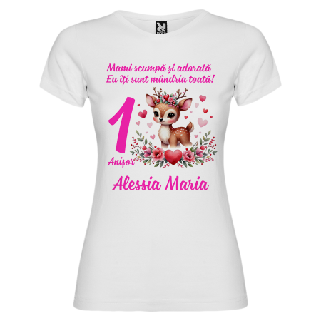 Set de 5 tricouri personalizate pentru nasi, parinti si copil cu model de Caprioara [4]