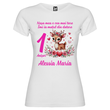 Set de 5 tricouri personalizate pentru nasi, parinti si copil cu model de Caprioara [6]