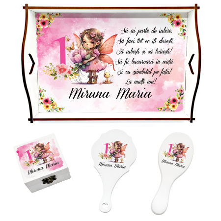 Set de 5 tricouri personalizate pentru nasi, parinti si copil cu Zana Watercolor [3]