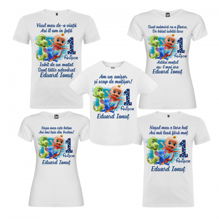 Set de 5 tricouri personalizate pentru nasi, parinti si copil Tralala [1]