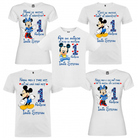 Set de 5 tricouri aniversare pentru nasi,parinti si copil,personalizate cu nume mama de motat"Mickey" [0]