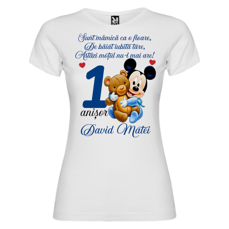 Set de 5 tricouri personalizate pentru nasi, parinti si copil Mickey Ursulet [7]
