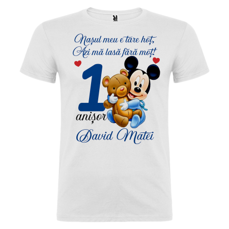 Set de 5 tricouri personalizate pentru nasi, parinti si copil Mickey Ursulet [4]