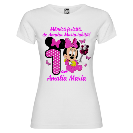 Set de 5 tricouri personalizate pentru nasi, parinti si copil Baby Minnie Roz [4]