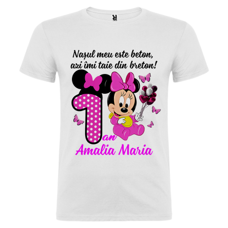 Set de 5 tricouri personalizate pentru nasi, parinti si copil Baby Minnie Roz [7]