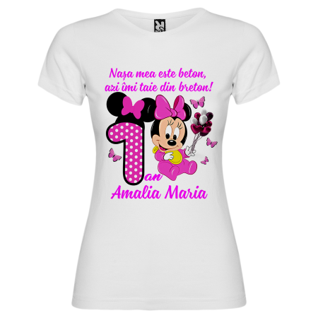 Set de 5 tricouri personalizate pentru nasi, parinti si copil Baby Minnie Roz [6]