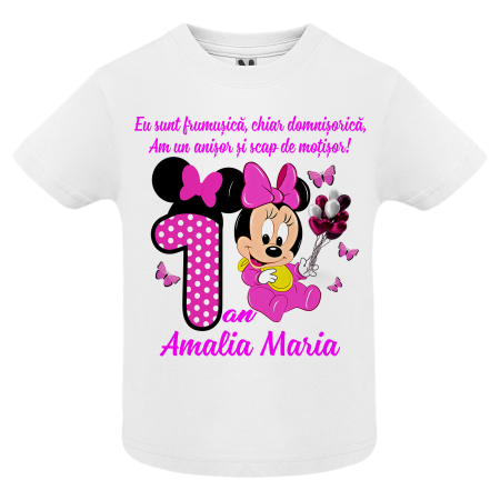 Set de 5 tricouri personalizate pentru nasi, parinti si copil Baby Minnie Roz [3]