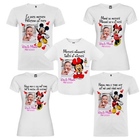 Set de 5 tricouri personalizate pentru nasi, parinti si copil Mickey cu Poza [1]