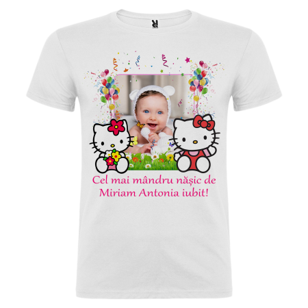 Set de 5 tricouri personalizate pentru nasi, parinti si copil Hello Kitty cu Poza [7]