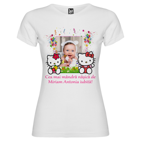 Set de 5 tricouri personalizate pentru nasi, parinti si copil Hello Kitty cu Poza [6]