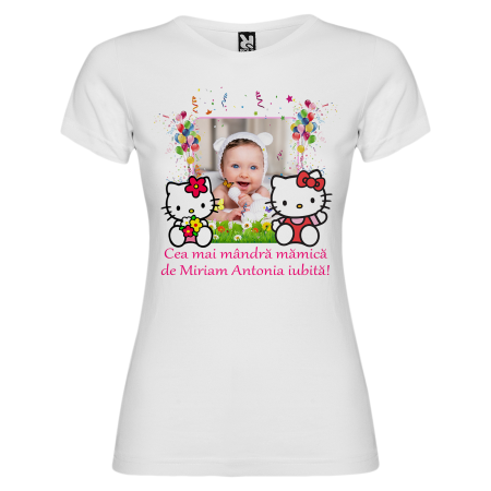 Set de 5 tricouri personalizate pentru nasi, parinti si copil Hello Kitty cu Poza [4]