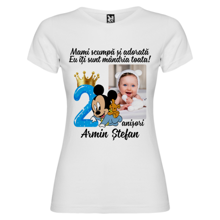 Set de 5 tricouri personalizate pentru nasi, parinti si copil Baby Mickey cu Poza [4]