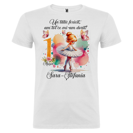 Set de 5 tricouri personalizate pentru nasi, parinti si copil Watercolor Balerina [5]