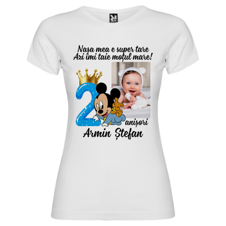Set de 5 tricouri personalizate pentru nasi, parinti si copil Baby Mickey cu Poza [6]