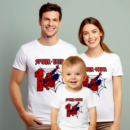 Tricouri Personalizate Taierea Motului - Set de 5 tricouri personalizate pentru nasi, parinti si copil Spider-Man