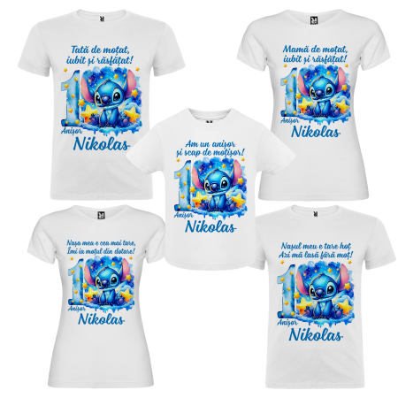 Set de 5 tricouri personalizate pentru nasi, parinti si copil Stitch [1]