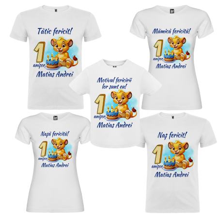 Set de 5 tricouri personalizate pentru nasi, parinti si copil Lion [1]