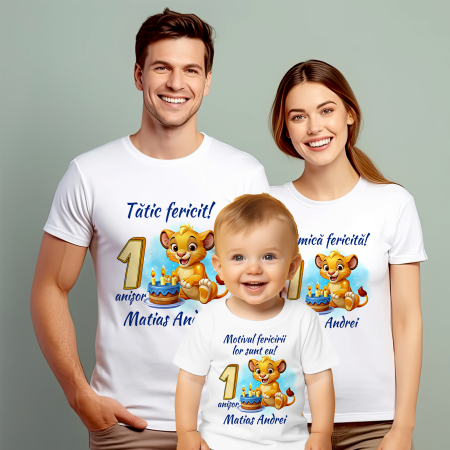 Tricouri Personalizate Taierea Motului - Set de 5 tricouri personalizate pentru nasi, parinti si copil Lion