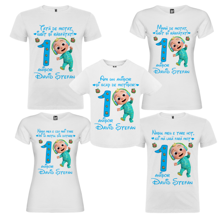 Set de 5 tricouri personalizate pentru nasi, parinti si copil Cocomelon [1]