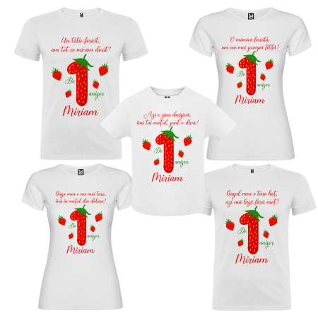 Set de 5 tricouri personalizate pentru nasi, parinti si copil Capsunica [1]