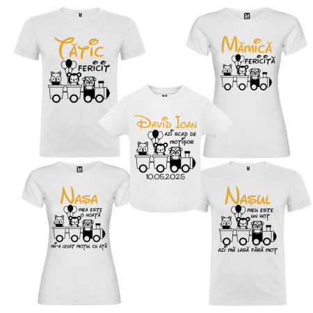 Set de 5 tricouri personalizate pentru nasi, parinti si copil Trenulet [1]