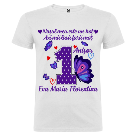 Set de 5 tricouri personalizate pentru nasi, parinti si copil Fluture [7]