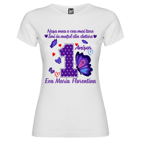 Set de 5 tricouri personalizate pentru nasi, parinti si copil Fluture [6]