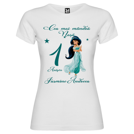 Set de 5 tricouri personalizate pentru nasi, parinti si copil cu Printesa Jasmine [6]
