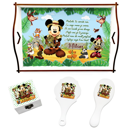Tăvițe moț personalizate - Set tavita mot Mickei Safari