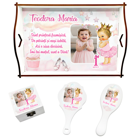 Tăvițe moț personalizate - Set tavita mot cu model Bebe Printesa