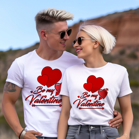 Cadouri Cupluri & BFF - Set tricouri de cuplu Be My Valentine