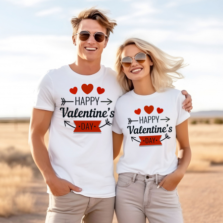 Cadouri Cupluri & BFF - Set tricouri de cuplu Happy Valentine's Day
