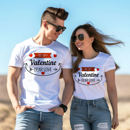 Cadouri Cupluri & BFF - Set tricouri de cuplu Be My Valentine