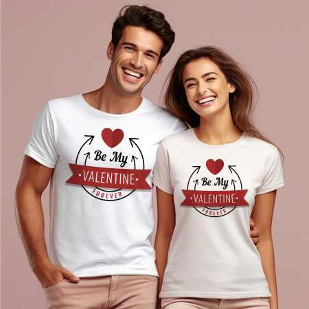 Cadouri Cupluri & BFF - Set tricouri de cuplu Be My Valentine