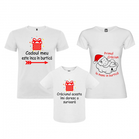 Set 2 tricouri personalizate cu modelul "Primul Craciun la mami in burtica" [3]