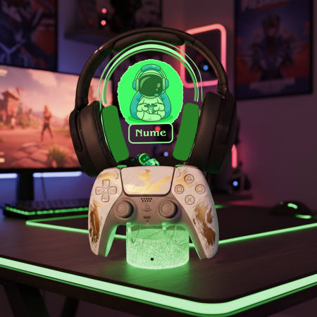 Cadouri pentru Femei - Suport LED personalizat pentru controller si casti cu Poza si Nume