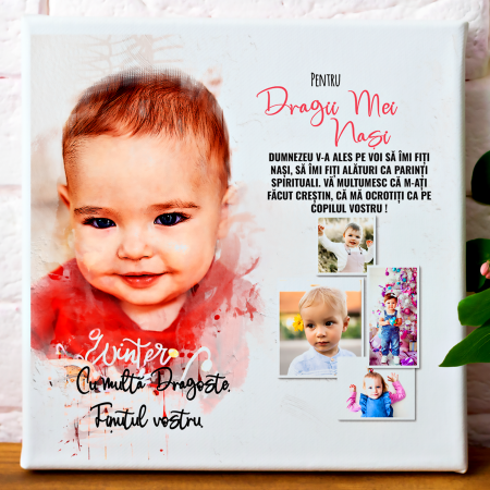 BEST SELLERS - Tablou Canvas 50 X 50 cm personalizat cu 5 poze si text  Dragii mei Nasi